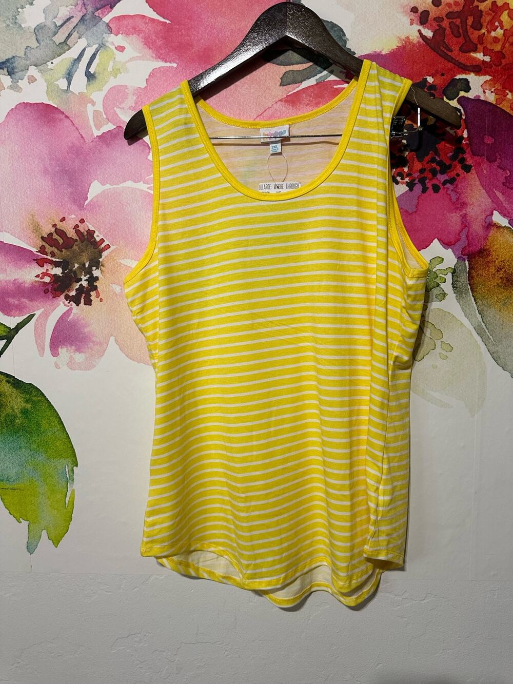 LuLaRoe - Tank Top - Yellow and White Stripes - Size 2XL - Plus Size